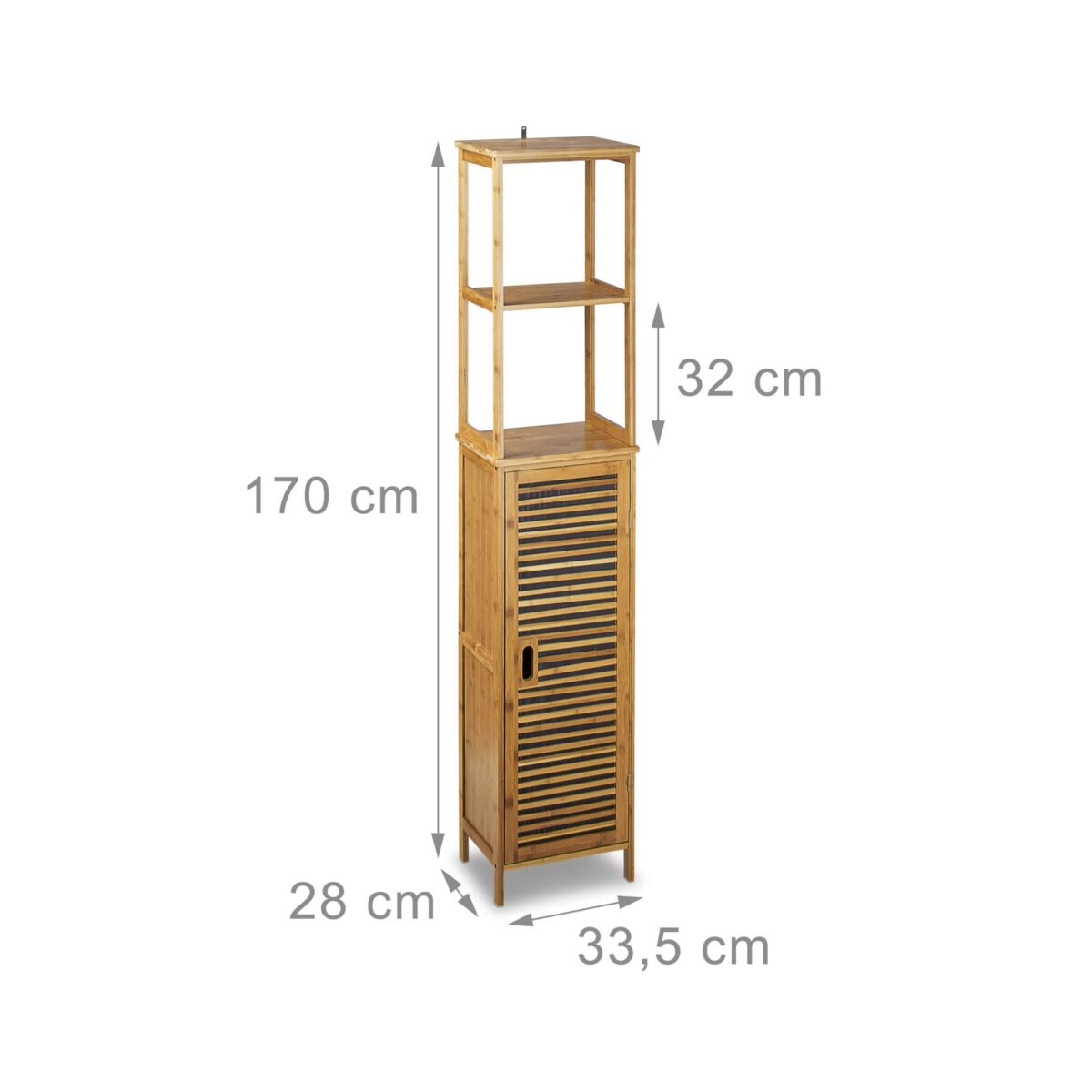 Dulap baie, 5 rafturi, din bambus, 170 x 33,5 x 28 cm, maro - imagine 2