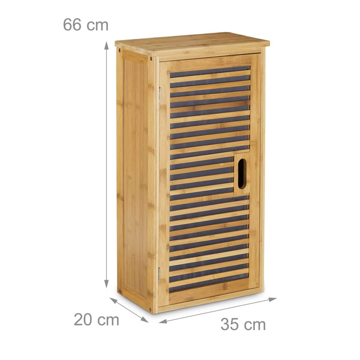 Dulap de baie suspendat, 2 rafturi, bambus, 66 x 35 x 20 cm - imagine 5