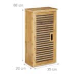 Dulap de baie suspendat, 2 rafturi, bambus, 66 x 35 x 20 cm - imagine 5