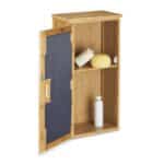 Dulap de baie suspendat, 2 rafturi, bambus, 66 x 35 x 20 cm - imagine 2