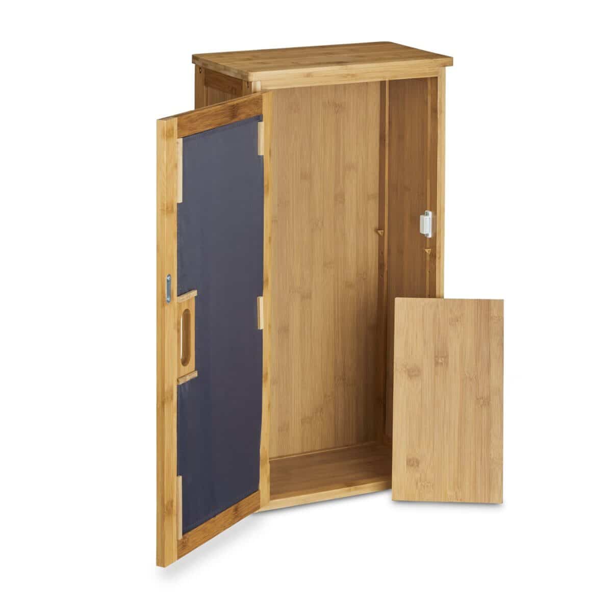 Dulap de baie suspendat, 2 rafturi, bambus, 66 x 35 x 20 cm - imagine 7