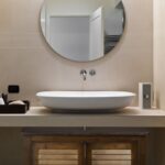 Dulap baie, baza lavoar, design vintage, bambus/MDF, 60 x 67 x 30 cm, maro - imagine 4