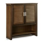 Dulap baie suspendat, maro, bambus, 66 x 62 x 20 cm
