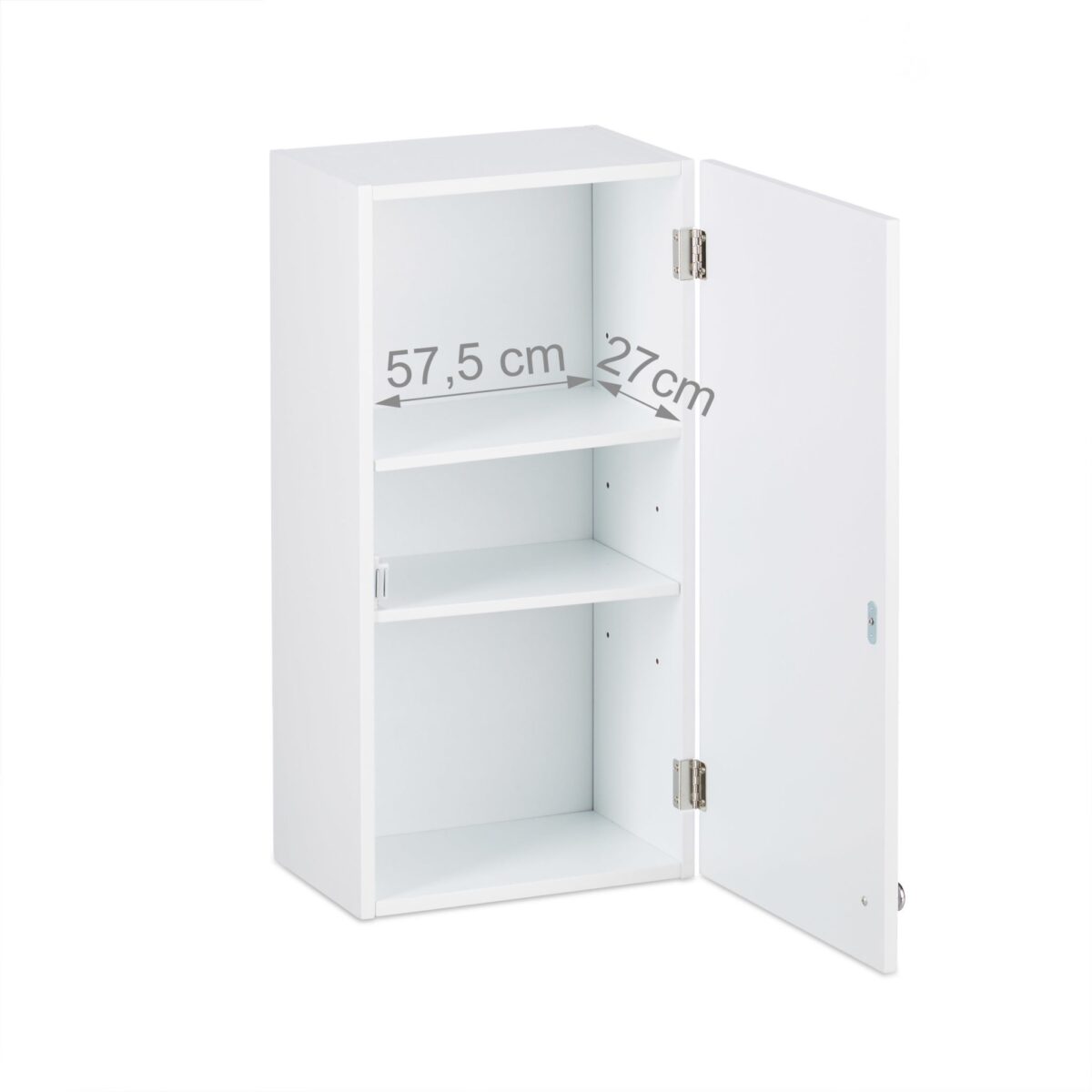 Dulap suspendat baie, 3 etajere, MDF, alb, 60 x 30 x 20,5 cm - imagine 2