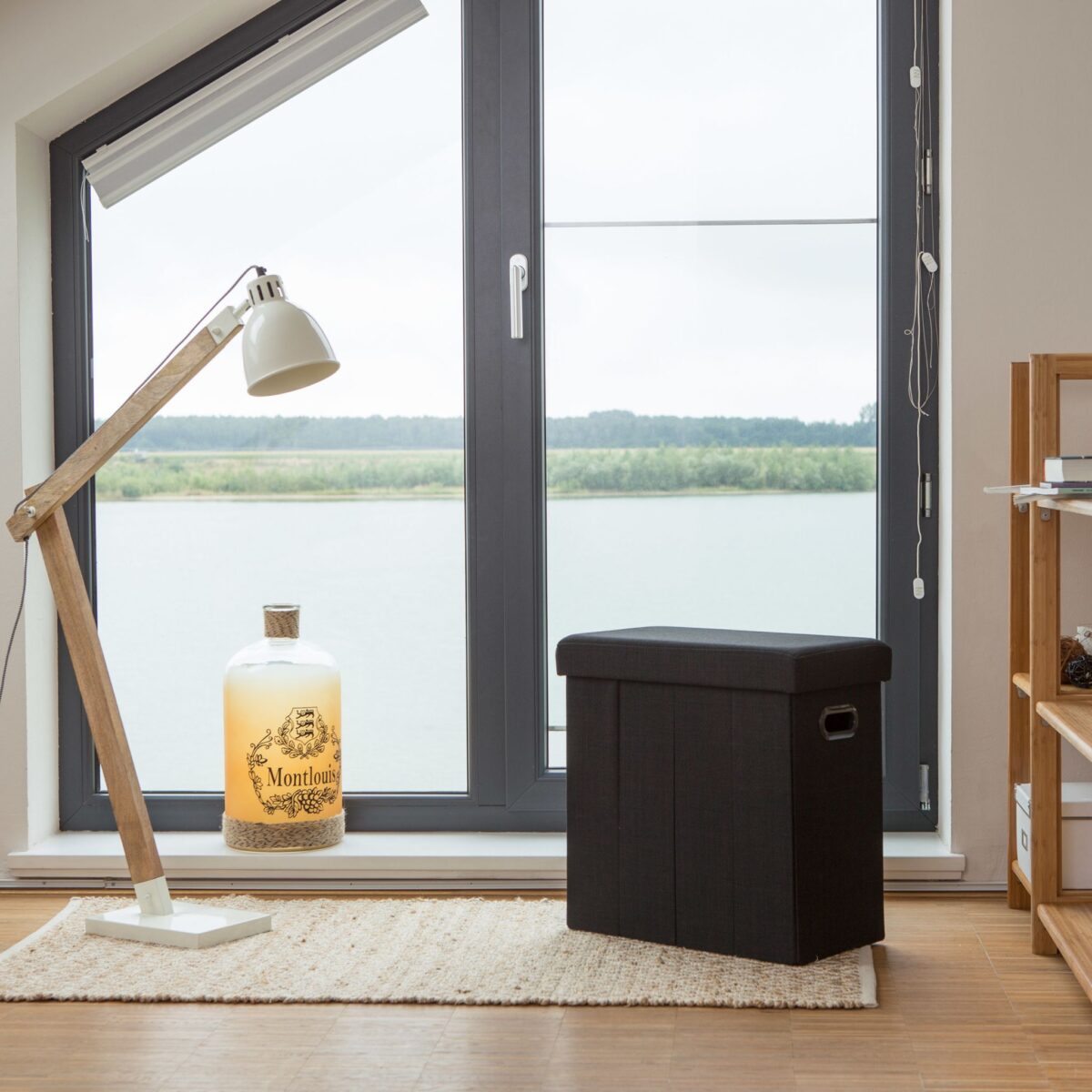Taburet multifunctional, cu spatiu de depozitare, capacitate 300 kg, pliabil, negru, 49,5 x 46 x 25,5 cm - imagine 2