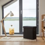 Taburet multifunctional, cu spatiu de depozitare, capacitate 300 kg, pliabil, negru, 49,5 x 46 x 25,5 cm - imagine 2