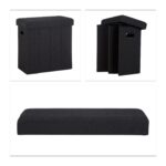 Taburet multifunctional, cu spatiu de depozitare, capacitate 300 kg, pliabil, negru, 49,5 x 46 x 25,5 cm - imagine 5