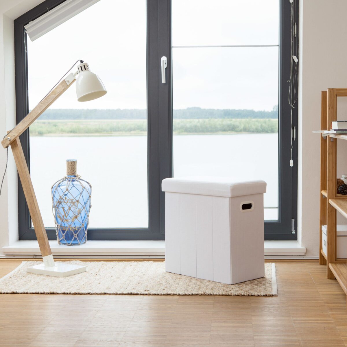 Taburet multifunctional, cu spatiu de depozitare, capacitate 300 kg, pliabil, alb, 49,5 x 46 x 25,5 cm - imagine 2