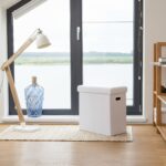 Taburet multifunctional, cu spatiu de depozitare, capacitate 300 kg, pliabil, alb, 49,5 x 46 x 25,5 cm - imagine 2