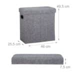 Taburet multifunctional, cu spatiu de depozitare, capacitate 300 kg, pliabil, gri, 49,5 x 46 x 25,5 cm - imagine 3
