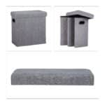 Taburet multifunctional, cu spatiu de depozitare, capacitate 300 kg, pliabil, gri, 49,5 x 46 x 25,5 cm - imagine 4