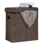 Taburet multifunctional, cu spatiu de depozitare, capacitate 300 kg, pliabil, maro, 49,5 x 46 x 25,5 cm