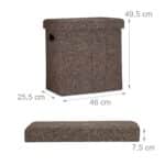 Taburet multifunctional, cu spatiu de depozitare, capacitate 300 kg, pliabil, maro, 49,5 x 46 x 25,5 cm - imagine 3