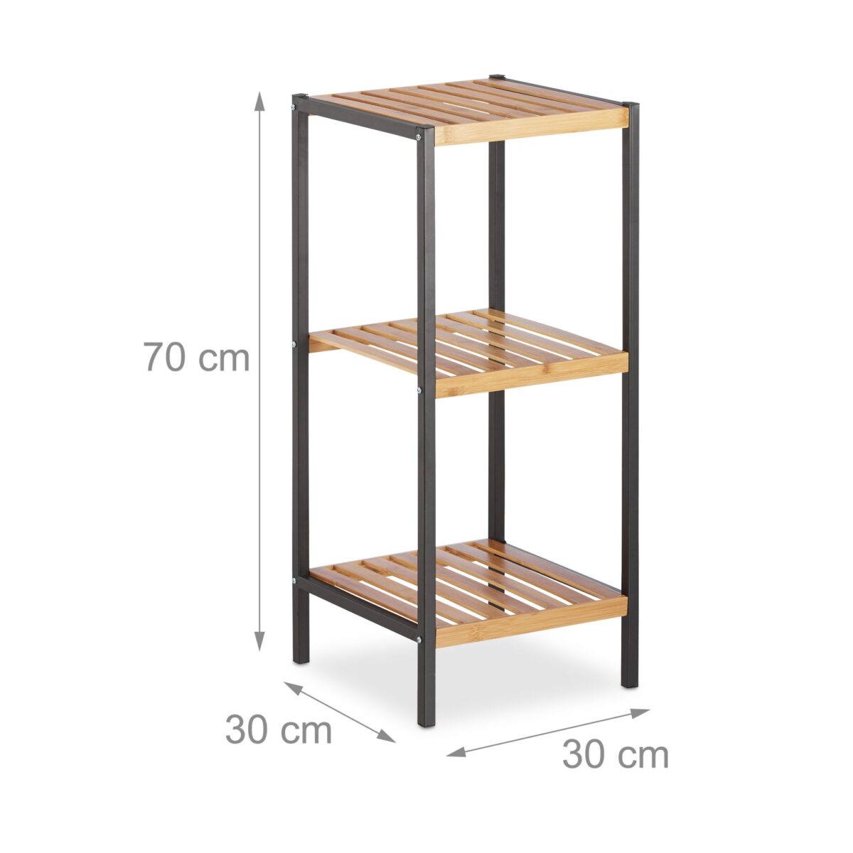 Raft universal, etajera cu 3 polite, bambus, 70 x 30 x 30 cm, negru/maro - imagine 5
