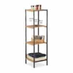 Raft universal, etajera cu 4 polite, bambus, 70 x 30 x 30 cm, negru/maro