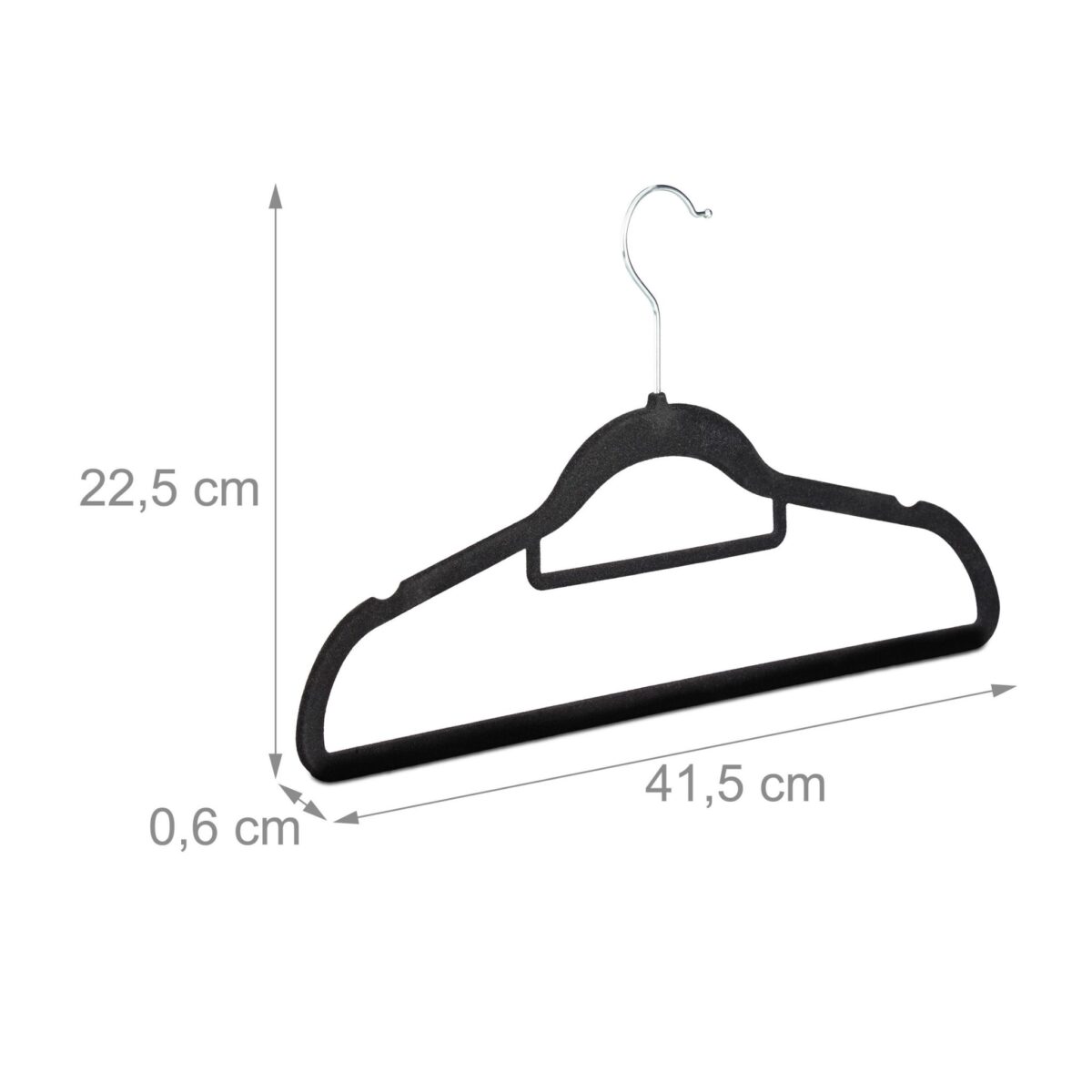 Set 20 umerase cu catifea, carlig rotativ 360°, gri, 22,5 x 41,5 x 0,6 cm - imagine 4