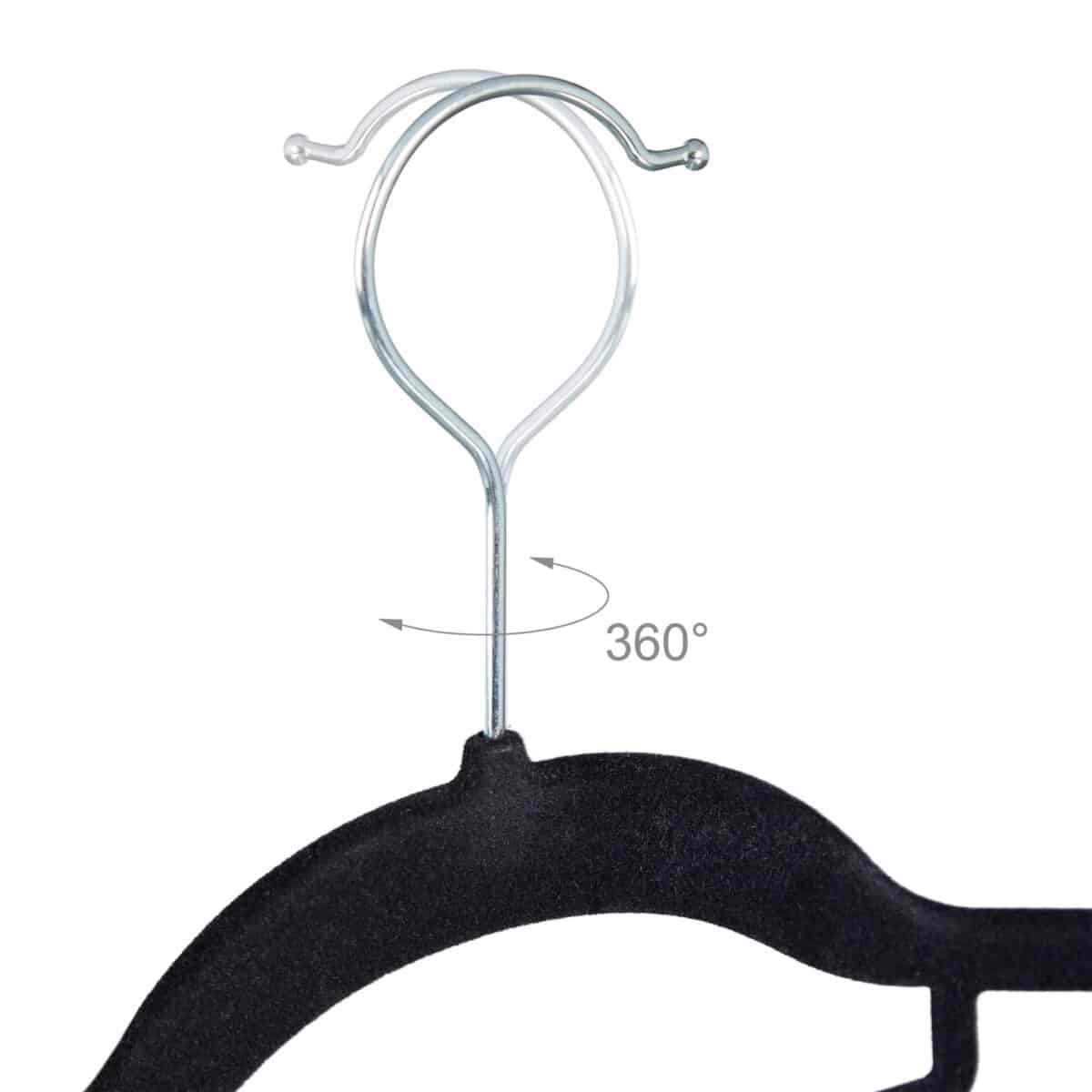 Set 20 umerase cu catifea, carlig rotativ 360°, gri, 22,5 x 41,5 x 0,6 cm - imagine 6