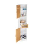 Dulap baie, 5 rafturi, sertar, bambus/MDF, 180 x 39 x 30 cm