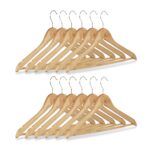 Set 12 umerase pentru haine, multifunctionale, din lemn, carlig rotativ, 22,5 x 44,5 x 1,3 cm