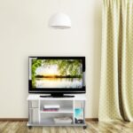 Comoda TV portabila, cu roti, rafturi, MDF, alb, 41,5 x 80 x 40 cm - imagine 2