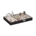 Tavita bijuterii, 30 compartimente, interior catifea, aspect piele ecologica, 3,4 x 30 x 20 cm