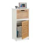 Dulap universal, pentru bucatarie/baie, 2 rafturi, sertar, bambus, alb/maro, 83 x 40 x 30 cm