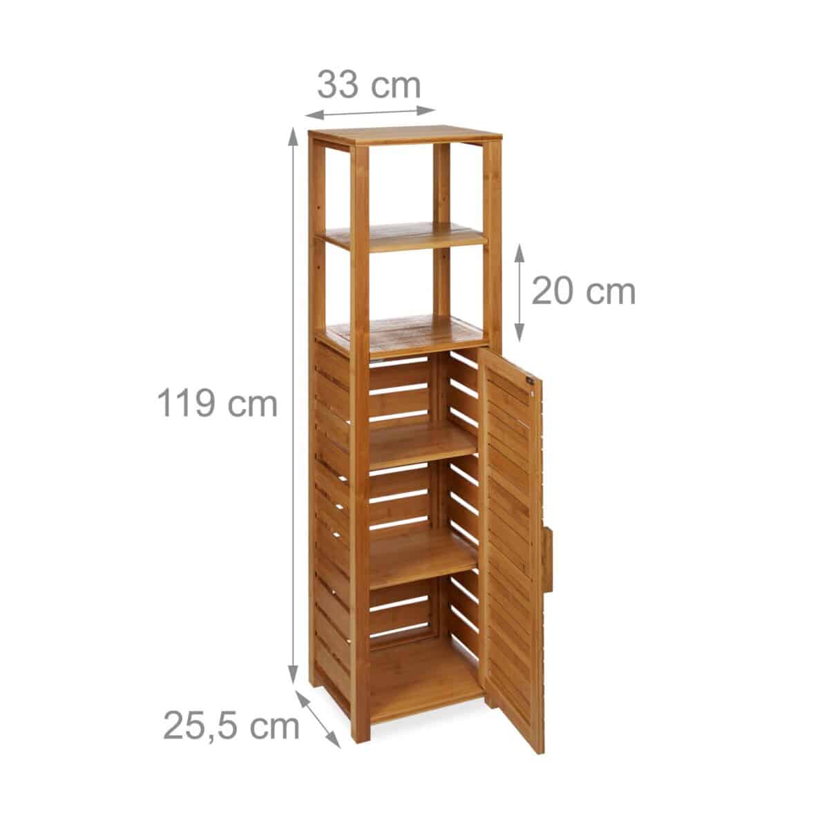 Dulap pentru baie, bambus, natur, 119 x 33 x 25,5 cm - imagine 5