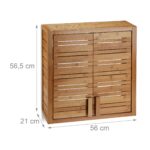 Dulap suspendat, universal, pentru baie, bucatarie, cu 3 rafturi, din bambus, 56,5 x 56 x 21 cm, maro - imagine 2