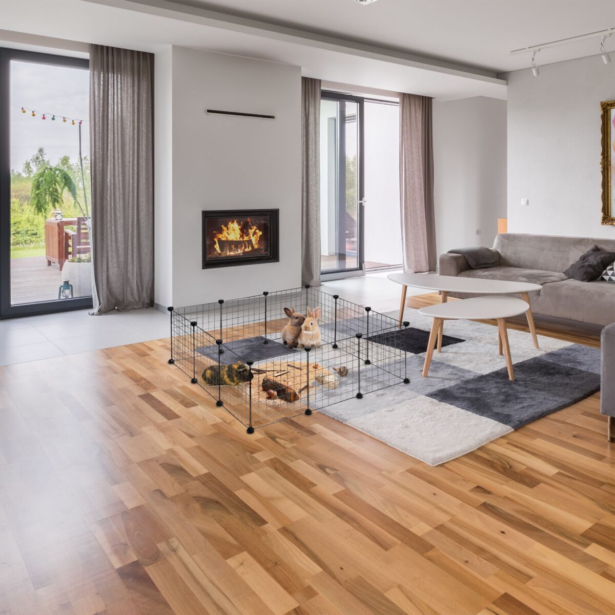 Tarc pentru iepuri si rozatoare, din 24 panouri, 72 x 110 x 110 cm - imagine 5
