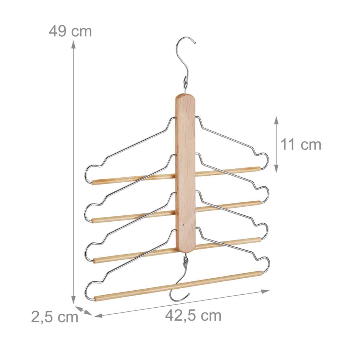 Set 2 suporturi cu 4 umerase, din lemn, pozitionat vertical/orizontal, 49 x 42,5 x 2,5 cm - imagine 4