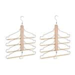 Set 2 suporturi cu 4 umerase, din lemn, pozitionat vertical/orizontal, 49 x 42,5 x 2,5 cm