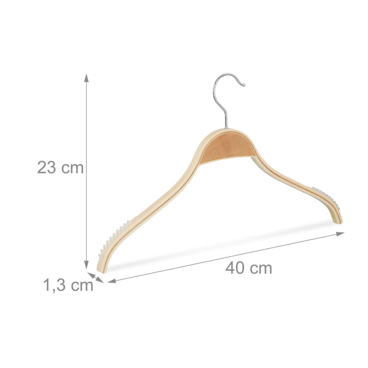 Set 10 umerase pentru haine, din lemn, lamele ce previn alunecarea, 23 x 40 x 1,3 cm - imagine 4