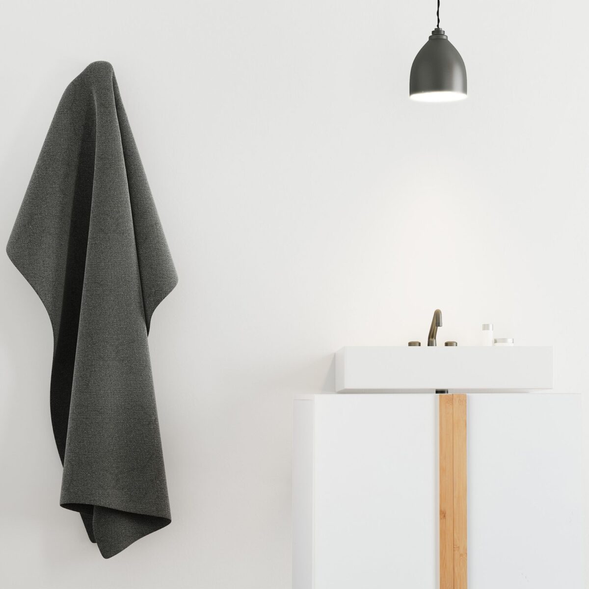 Dulap baie, baza lavoar, bambus/MDF, maro/alb, 60,5 x 60 x 30,5 cm - imagine 5