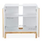 Dulap baie, baza lavoar, bambus/MDF, maro/alb, 60,5 x 60 x 30,5 cm - imagine 4