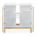 Dulap baie, baza lavoar, bambus/MDF, maro/alb, 60,5 x 60 x 30,5 cm - imagine 2