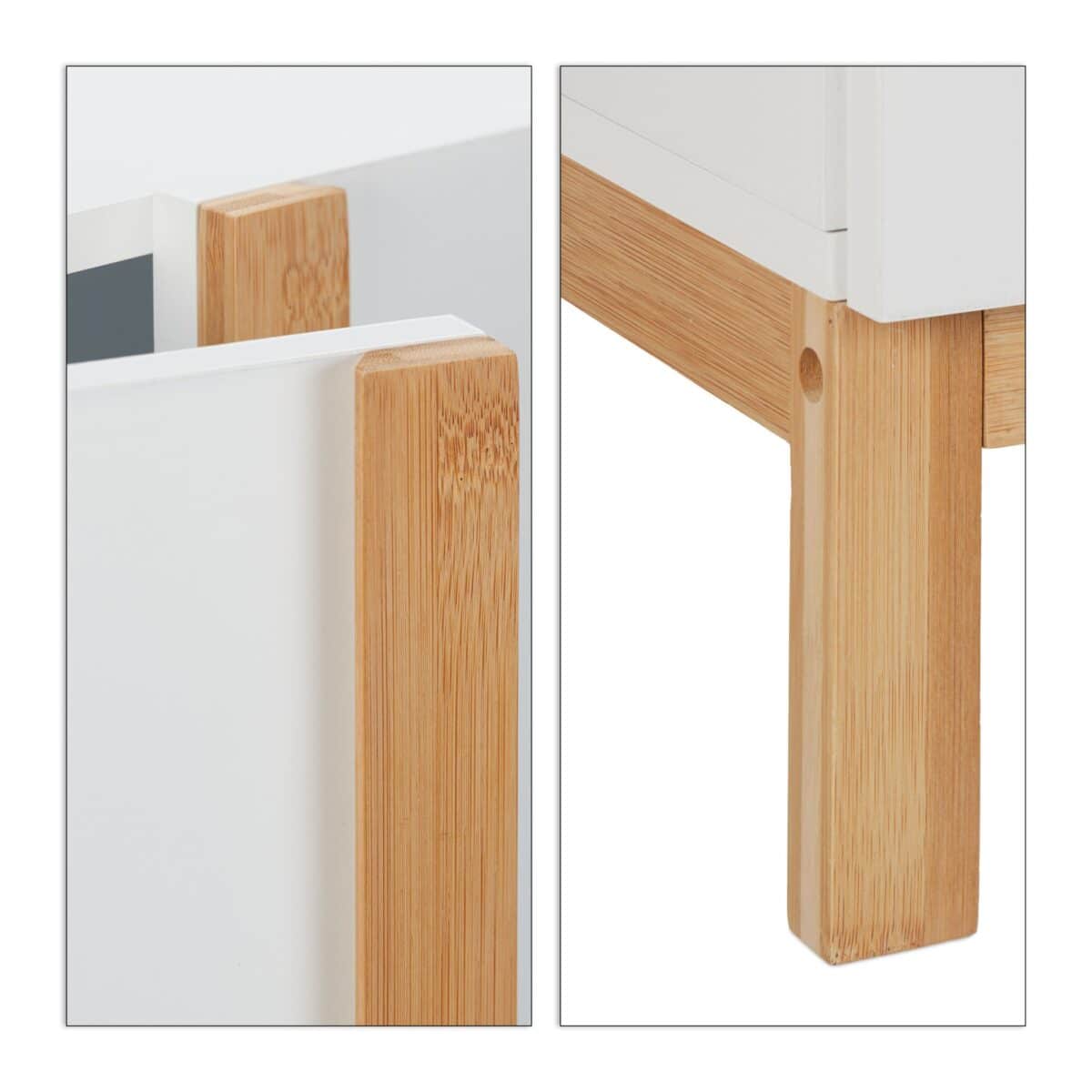 Dulap baie, baza lavoar, bambus/MDF, maro/alb, 60,5 x 60 x 30,5 cm - imagine 7