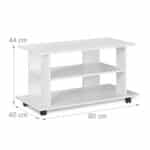 Comoda TV, portabila, cu roti, sistem blocare roti, rafturi, alb, 45 x 80 x 40 cm - imagine 5