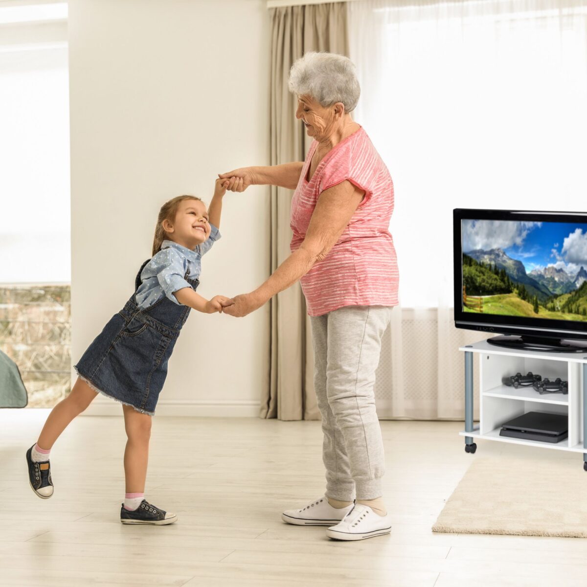 Comoda TV, portabila, cu roti, sistem blocare roti, rafturi, alb, 45 x 60 x 40 cm - imagine 3