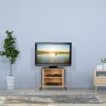 Comoda TV, portabila, cu roti, sistem blocare roti, rafturi, alb, 45 x 60 x 40 cm - imagine 5