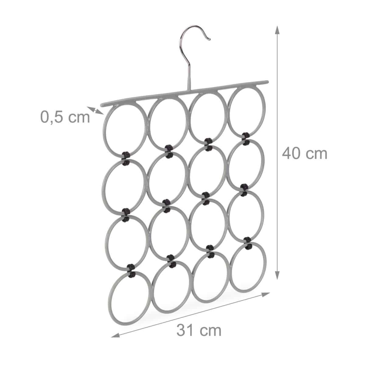 Umeras metalic pentru esarfe, cu 16 inele, 40 x 31 x 0,5 cm - imagine 4