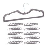 Set 50 umerase cu catifea, carlig rotativ 360°, gri, 15,5 x 42,5 x 0,5 cm