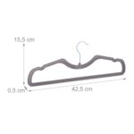 Set 50 umerase cu catifea, carlig rotativ 360°, gri, 15,5 x 42,5 x 0,5 cm - imagine 4