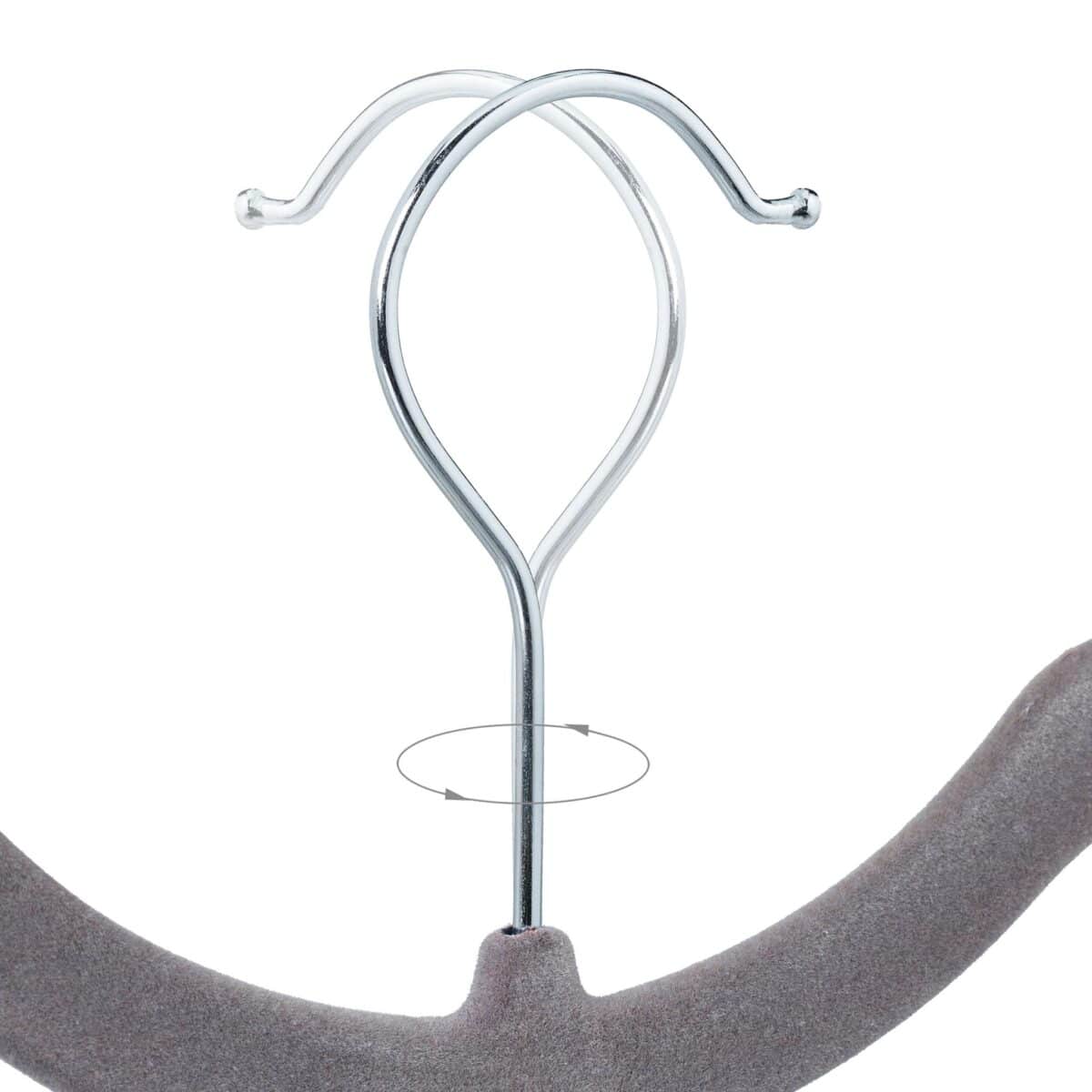 Set 50 umerase cu catifea, carlig rotativ 360°, gri, 15,5 x 42,5 x 0,5 cm - imagine 6