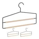 Set 3 umerase metalice, cu lemn, pentru pantaloni, 25,5 x 37 x 1 cm