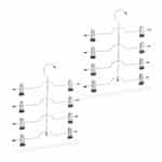 Set 2 suporturi cu 4 umerase, pentru pantaloni/fuste, 39 x 34 x 2 cm