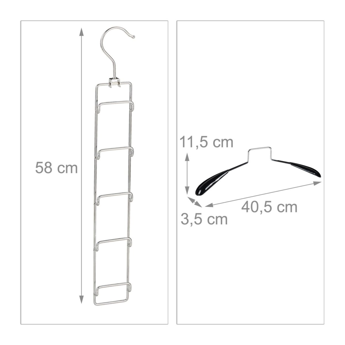Set 3 suporturi cu 5 umerase, din metal, 58 x 40,5 x 3,5 cm - imagine 4