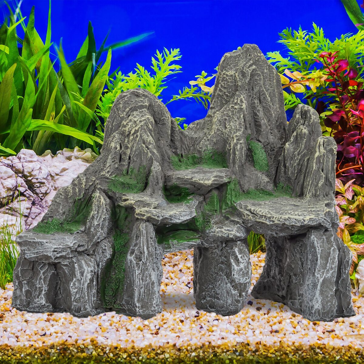 Ornament pentru acvariu de pesti, aspect de piatra, 21 x 24 x 14 cm - imagine 2