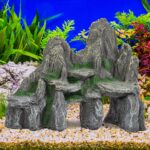 Ornament pentru acvariu de pesti, aspect de piatra, 21 x 24 x 14 cm - imagine 2