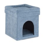 Taburet culcus pentru pisici, pliabil, cu perna, 42 x 38 x 38 cm