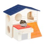 Casuta pentru hamsteri, 2 nivele, colorata, 15 x 17 x 16,5 cm